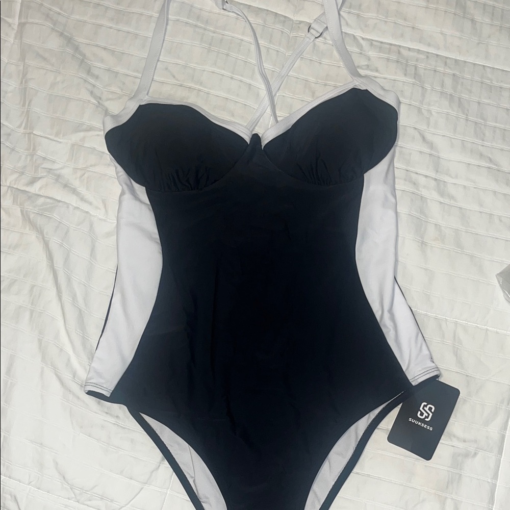 Black and White One-Piece Swimsuit